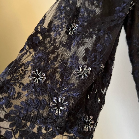 FREE PEOPLE RARE!!!!jeweled romper size 8 black and navy - Picture 5 of 13